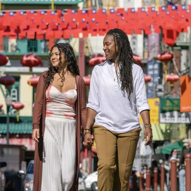 ladies walking in chinatown